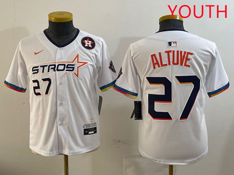 Youth Houston Astros 27 Altuve White Fourth generation Joint Name 2025 Nike MLB Jersey style 3